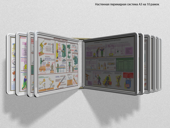 Настенная перекидная система а3 на 10 рамок (белая) - Перекидные системы для плакатов, карманы и рамки - Настенные перекидные системы - ohrana.inoy.org